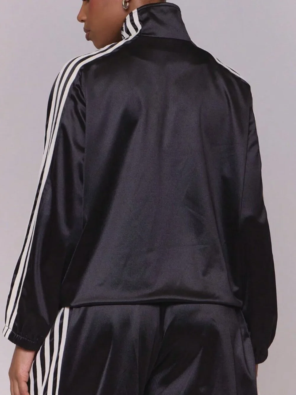 Multicolor Casual Women's Funnel Neck Stripe Detail Track Jacket